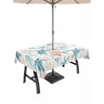 thumbnail image 1 of Outdoor Tablecloths with Umbrella Hole & Zipper, Teal Red Coastal 54x80 Inch Tablecloth Rectangle, Beach Nautical Sea Turtle Coral Starfish Waterproof Table Cloth, Patio/Pool/Picnic Table Covers, 1 of 8