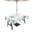 thumbnail image 1 of Outdoor Tablecloths with Umbrella Hole & Zipper, Teal Starfish Coastal 60 x102 Inch Rectangle Tablecloths, Summer Beach Ocean Waterproof Table Cloth, Patio/Pool/Picnic Table Covers, 1 of 8