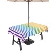 thumbnail image 1 of Outdoor Tablecloths with Umbrella Hole & Zipper, Thin Rainbow Striped 60 x102 Inch Rectangle Tablecloths, Farmhouse Modern Stripes Waterproof Table Cloth, Patio/Pool/Picnic Table Covers, 1 of 8