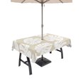 thumbnail image 1 of Outdoor Tablecloths with Umbrella Hole & Zipper, Tropical Botanical Rectangle Tablecloth 52x70 Inch, Summer Rustic Monstera Leaves Beige Waterproof Table Cloth, Patio/Pool/Picnic Table Covers, 1 of 8