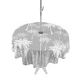 thumbnail image 1 of Outdoor Tablecloths with Umbrella Hole & Zipper, Tropical Palm Tree Round Tablecloth 54 Inch, Gray White Plants Coastal Leaf Beach Waterproof Table Cloth, Patio/Pool/Picnic Table Covers, 1 of 8