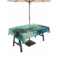 thumbnail image 1 of Outdoor Tablecloths with Umbrella Hole & Zipper, Turquoise Marble Tablecloth Rectangle 60x84 Inch, Ink Painting Modern Abstract Aesthetics Waterproof Table Cloth, Patio/Pool/Picnic Table Covers, 1 of 8