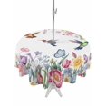 thumbnail image 1 of Outdoor Tablecloths with Umbrella Hole & Zipper, Watercolor Flowers Round Tablecloths 60 Inch, Spring Hummingbird Butterflly Floral Waterproof Table Cloth, Patio/Pool/Picnic Table Covers, 1 of 8