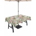 thumbnail image 1 of Outdoor Tablecloths with Umbrella Hole & Zipper, White Pink Flower Rectangle Tablecloth 52x70 Inch, Shabby Chic Spring Vintage Leaf Green Waterproof Table Cloth, Patio/Pool/Picnic Table Covers, 1 of 8