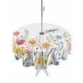 thumbnail image 1 of Outdoor Tablecloths with Umbrella Hole & Zipper, Wildflowers Round Tablecloth 54 Inch, Spring Country Tulip Butterfly Floral Leaf Waterproof Table Cloth, Patio/Pool/Picnic Table Covers, 1 of 8