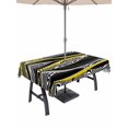 thumbnail image 1 of Outdoor Tablecloths with Umbrella Hole & Zipper, Yellow Black Stripes Rectangle Tablecloth 60x120 Inch, Modern Grey Ombre Abstract Striped Waterproof Table Cloth, Patio/Pool/Picnic Table Covers, 1 of 8