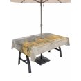 thumbnail image 1 of Outdoor Tablecloths with Umbrella Hole & Zipper, Yellow Grey Abstract Rectangle Tablecloth 60x120 Inch, Gradient Geometric Graffiti Retro Wooden Waterproof Table Cloth, Patio/Pool Table Covers, 1 of 8