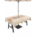thumbnail image 1 of Outdoor Tablecloths with Umbrella Hole & Zipper, Yellow Summer Coastal Tablecloth Rectangle 60x84 Inch, Modern Ocean Waves Starfish Shell Waterproof Table Cloth, Patio/Pool/Picnic Table Covers, 1 of 8