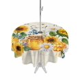 thumbnail image 1 of Outdoor Tablecloths with Umbrella Hole & Zipper, Yellow Sunflowers Round Tablecloths 60 Inch, Daisy Bees Elegant Pastoral Floral Waterproof Table Cloth, Patio/Pool/Picnic Table Covers, 1 of 8