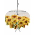 thumbnail image 1 of Outdoor Tablecloths with Umbrella Hole & Zipper, Yellow Sunflowers Round Tablecloths 60 Inch, Summer Floral Elegant Pastoral Botanical Waterproof Table Cloth, Patio/Pool/Picnic Table Covers, 1 of 8