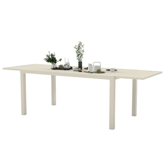 Outdoor Tables 97.2"L Extendable Aluminum Outdoor Dining Table,Patio Tables