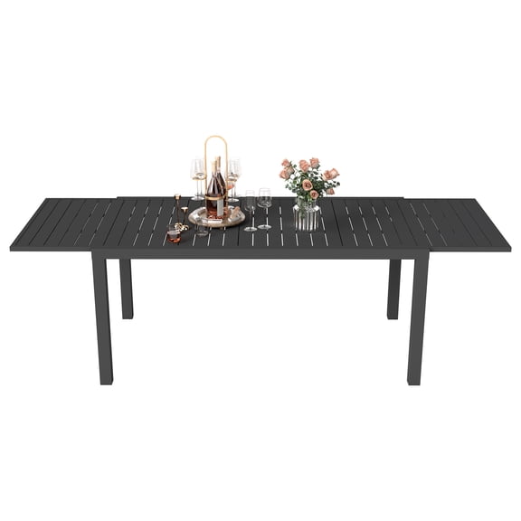 Outdoor Tables 97.2"L Extendable Aluminum Outdoor Dining Table,Patio Tables
