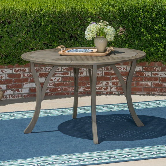 Outdoor Tables, HERMOSA 47, Grey Patio Tables,Acacia Wood Garden Tables,