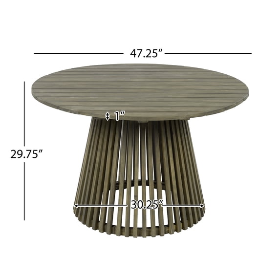 Outdoor Tables Outdoor Acacia Wood Patio Dining Table, 47.25-inch extra-large round dining table,for Backyard, Lawn, Balcony,Grey Finish,Patio Tables