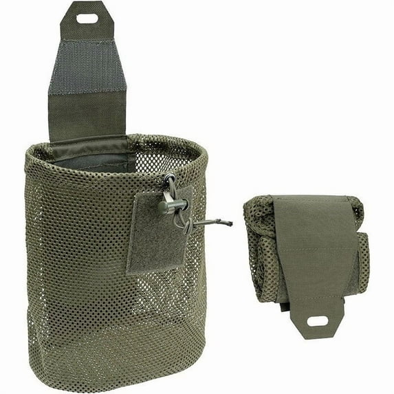 Outdoor Tactical Foldable Dump Pouch Mesh Bag 7.5x9 Inches Large Capacity Organizer Waist Bag for Hiking Camping Equipment Water Bottle Holder Multipurpose Outdoor Gear Storage Pouch