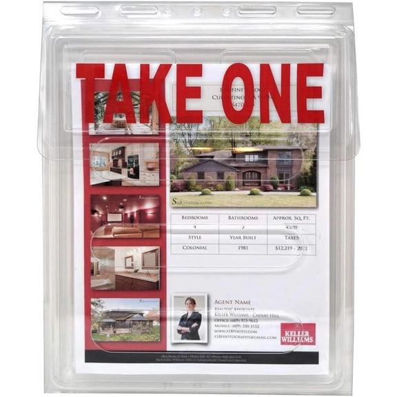 Outdoor Take One Document Holder - Simple to Use Real Estate Brochure Box Can H...