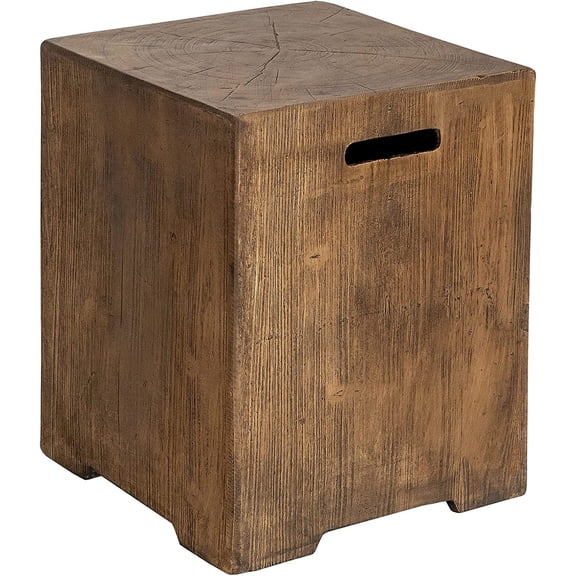 Outdoor Tank Hideaway Table, Propane Tank Cover for Standard 20 LBS Propane Gas Tank, Outside Patio Side End Table with Side Handles, Brown