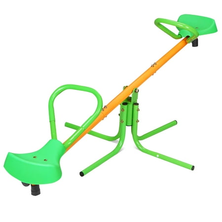 LuckyNote Kids 360 Degree Spinning Seesaw, Outdoor Swivel Teeter Totter Playground Toy for Backyard, Ages 3-8, Green