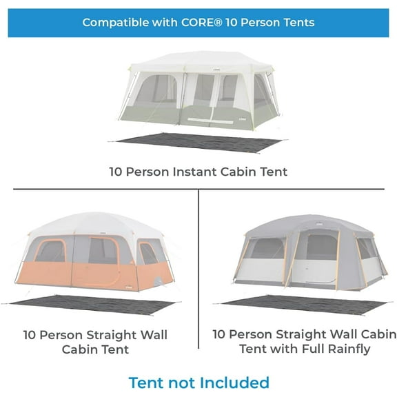 Outdoor Tent Footprints - 10 Person Tents, Black, Water Resistant