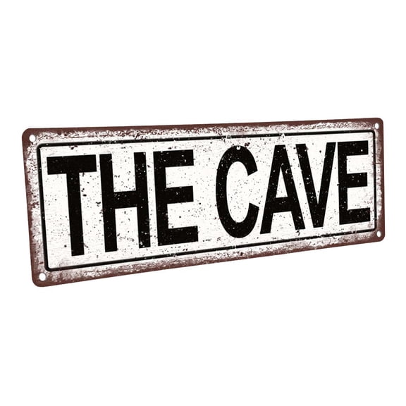 Outdoor The Cave 4"x12" Metal Sign, Wall Décor for Mancave, Den, and Gameroom
