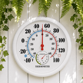 10'' Outdoor White Thermometer Hygrometer, Not Battery Powered , -40F to 140F