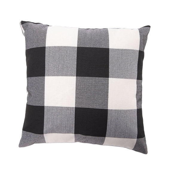Outdoor Throw Pillow Cover 18x18 Inch Cotton Linen Material Buffalo Plaid Design Hidden Zipper Couch Sofa Bed Home Office Decor