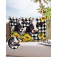 thumbnail image 1 of Outdoor Throw Pillow Cover Animal Cow Yellow Flowers Buffalo Check Plaid Waterproof Cushion Covers 2 Pack Farm Black Pillow Cases Home Decoration for Patio Garden Couch Sofa, 1 of 7