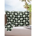 thumbnail image 1 of Outdoor Throw Pillow Cover Blossom Watercolor Daisy Flower Waterproof Cushion Covers 2 Pack Leaves and Floral on Black Pillow Cases Home Decoration for Patio Garden Couch Sofa, 1 of 7