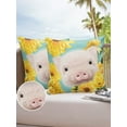 thumbnail image 1 of Outdoor Throw Pillow Cover Cut Pig Blossom Sunflower Waterproof Cushion Covers 2 Pack Yellow Farm Flower Pillow Cases Home Decoration for Patio Garden Couch Sofa, 1 of 7