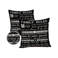 thumbnail image 1 of Outdoor Throw Pillow Cover Family Rules Words Waterproof Cushion Covers 2 Pack Black Pillow Cases Home Decoration for Patio Garden Couch Sofa, 1 of 6