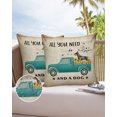 thumbnail image 1 of Outdoor Throw Pillow Cover Farm Teal Truck with Sunflower Dog Waterproof Cushion Covers 2 Pack Love Quote on Retro Newspaper Pillow Cases Home Decoration for Patio Garden Couch Sofa, 1 of 7