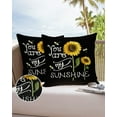 thumbnail image 1 of Outdoor Throw Pillow Cover Farm Watercolor Sunflowers Bees Waterproof Cushion Covers 2 Pack Vintage Black Pillow Cases Home Decoration for Patio Garden Couch Sofa, 1 of 7