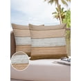 thumbnail image 1 of Outdoor Throw Pillow Cover Farmhouse Brown Gradient Wooden Plank Waterproof Cushion Covers 2 Pack Rustic Wood Grain Board Pillow Cases Home Decoration for Patio Garden Couch Sofa, 1 of 7
