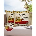 thumbnail image 1 of Outdoor Throw Pillow Cover Farmhouse Sunflowes Cow on Car Waterproof Cushion Covers 2 Pack Old Newspaper Texture Pillow Cases Home Decoration for Patio Garden Couch Sofa, 1 of 7