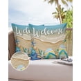 thumbnail image 1 of Outdoor Throw Pillow Cover Flip Flops and Starfish Seashell Waterproof Cushion Covers 2 Pack Seaside Sandbeach with Sea Wave Pillow Cases Home Decoration for Patio Garden Couch Sofa, 1 of 7