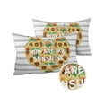 thumbnail image 1 of Outdoor Throw Pillow Cover Love Heart Shaped Sunflowers and Bee Waterproof Cushion Covers 2 Pack White Grey Stripes Pillow Cases Home Decoration for Patio Garden Couch Sofa, 1 of 6