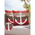 thumbnail image 1 of Outdoor Throw Pillow Cover Marine Nautical Anchor with Compass Waterproof Cushion Covers 2 Pack Red Brown Retro Wood Board Pillow Cases Home Decoration for Patio Garden Couch Sofa, 1 of 7
