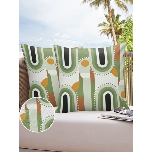 Outdoor Throw Pillow Cover Mid Century Modern Retro Waterproof Cushion Covers 2 Pack Abstract Boho Art Pillow Cases Home Decoration for Patio Garden Couch Sofa
