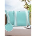 thumbnail image 1 of Outdoor Throw Pillow Cover Minimalist Line Art Waterproof Cushion Covers 2 Pack White Stripe on Light Teal Blue Pillow Cases Home Decoration for Patio Garden Couch Sofa, 1 of 7