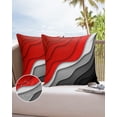 thumbnail image 1 of Outdoor Throw Pillow Cover Modern Abstract Geometric Waterproof Cushion Covers 2 Pack Red and Grey Gradient Ripple Pillow Cases Home Decoration for Patio Garden Couch Sofa, 1 of 7