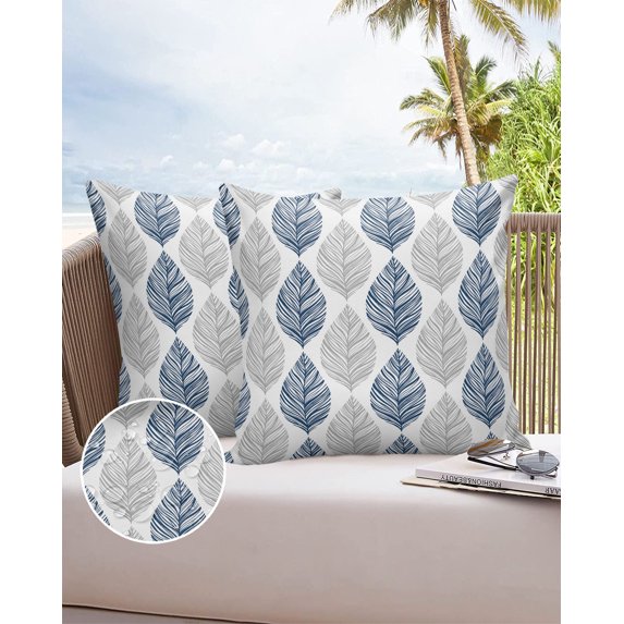 Outdoor Throw Pillow Cover Modern Minimalist Leaf Texture Waterproof Cushion Covers 2 Pack Watercolor Leaves Plant Pillow Cases Home Decoration for Patio Garden Couch Sofa
