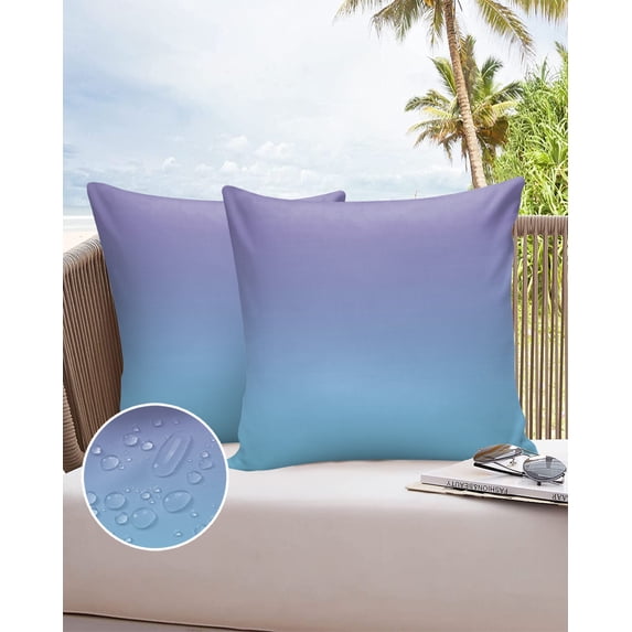 Outdoor Throw Pillow Cover Ombre Art Purple and Blue Color Waterproof Cushion Covers 2 Pack Abstract Minimalist Gradient Pillow Cases Home Decoration for Patio Garden Couch Sofa