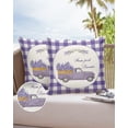 thumbnail image 1 of Outdoor Throw Pillow Cover Rustic Farm Car with Lavender Waterproof Cushion Covers 2 Pack Purple White Buffalo Gingham Pillow Cases Home Decoration for Patio Garden Couch Sofa, 1 of 7