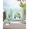 thumbnail image 1 of Outdoor Throw Pillow Cover Teal Green and White Buffalo Plaid Car Waterproof Cushion Covers 2 Pack Spring Sunflower Daisy Pillow Cases Home Decoration for Patio Garden Couch Sofa, 1 of 7