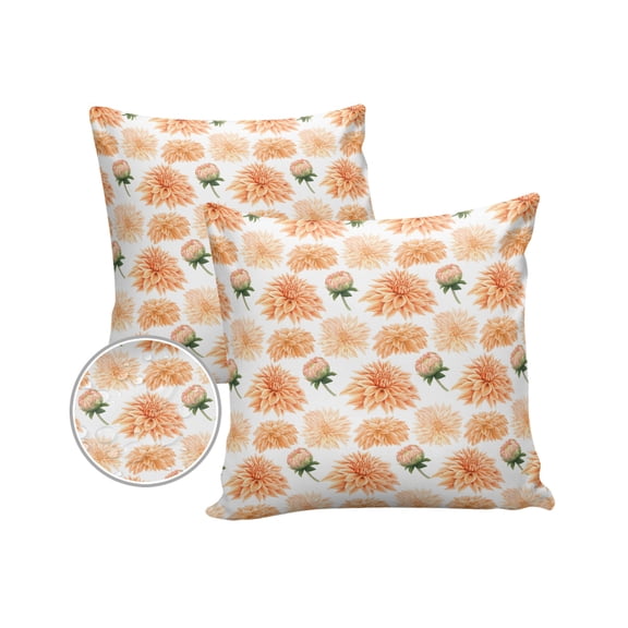 Outdoor Throw Pillow Cover Watercolor Garden Flowers Waterproof Cushion Covers 2 Pack Blossoms Chrysanthemums Floral Pillow Cases Home Decoration for Patio Garden Couch Sofa