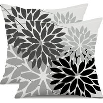 Outdoor Throw Pillow Covers 16x16 Inch Set of 2 Waterproof Spring Summer Geometric Elegant Black Grey Outdoor Pillow Covers for Patio Funiture Garden Couch 158X16