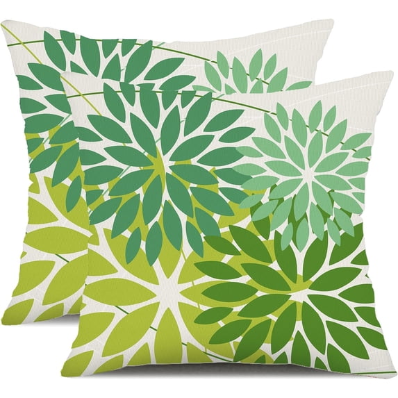 Outdoor Throw Pillow Covers 16x16 Inch Set of 2 Waterproof Spring Summer Geometric Elegant Dark Light Green Outdoor St Patricks Pillow Covers for Patio Funiture Garden Couch 168A