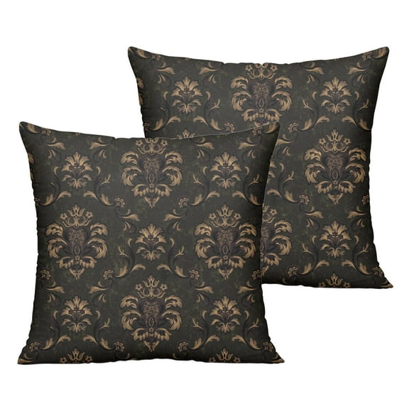 Outdoor Throw Pillow Covers 16x16 Inch Waterproof Spring Summer Black Gold Baroque Outdoor Pillow Covers for Patio Funiture Garden Couch
