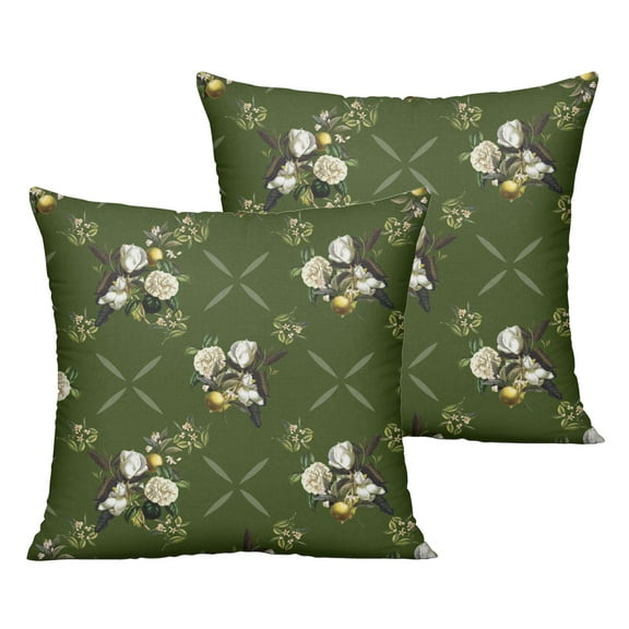 Outdoor Throw Pillow Covers 16x16 Inch Waterproof Spring Summer Green Classical Floral Outdoor Pillow Covers for Patio Funiture Garden Couch