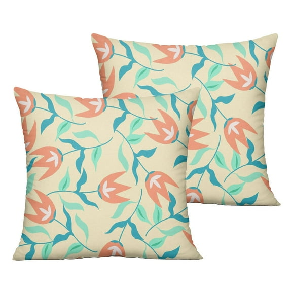 Outdoor Throw Pillow Covers 16x16 Inch Waterproof Spring Summer Red Tulip Outdoor Pillow Covers for Patio Funiture Garden Couch